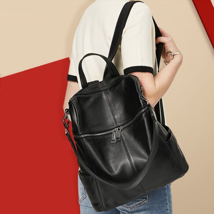 Genuine Leather Women's Large Capacity Retro Backpack