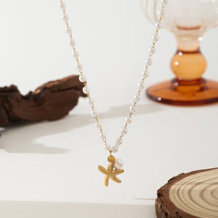 Ocean Series Titanium Steel Necklace Female Starfish Shell Pendant