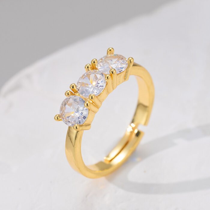 European And American Fashion Cool Gold Square Geometric Diamond Ring