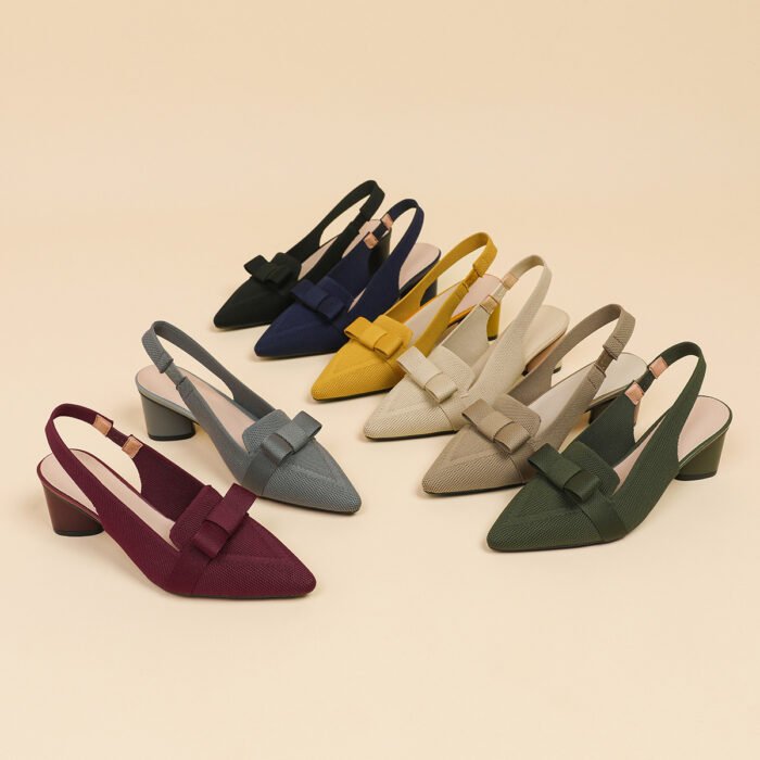 Closed Toe Bow Solid Color Summer High Heel Sandals Women Back Strap