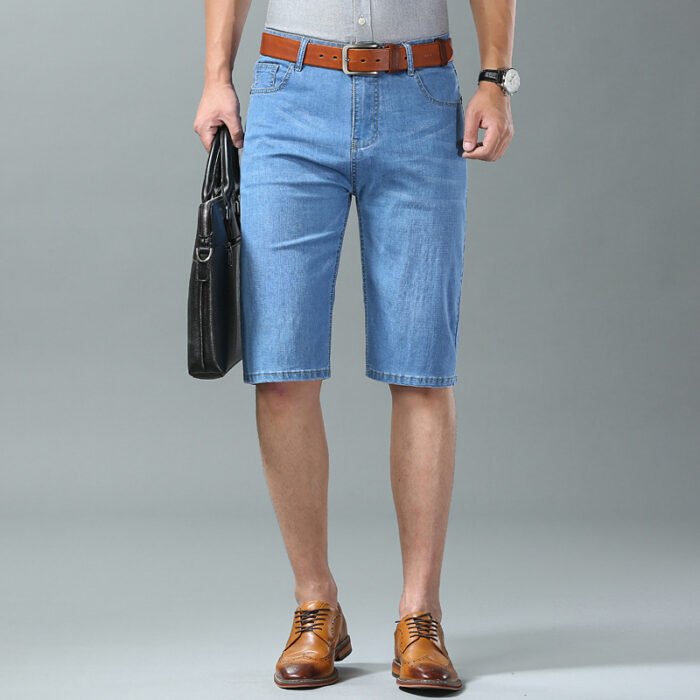Thin Ice Silk Men's Stretch 7-quarter Denim Shorts
