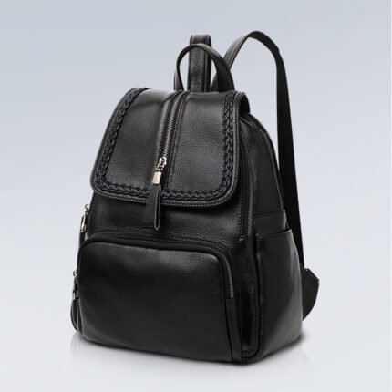Street Trend Solid Color Leather Women's Backpack
